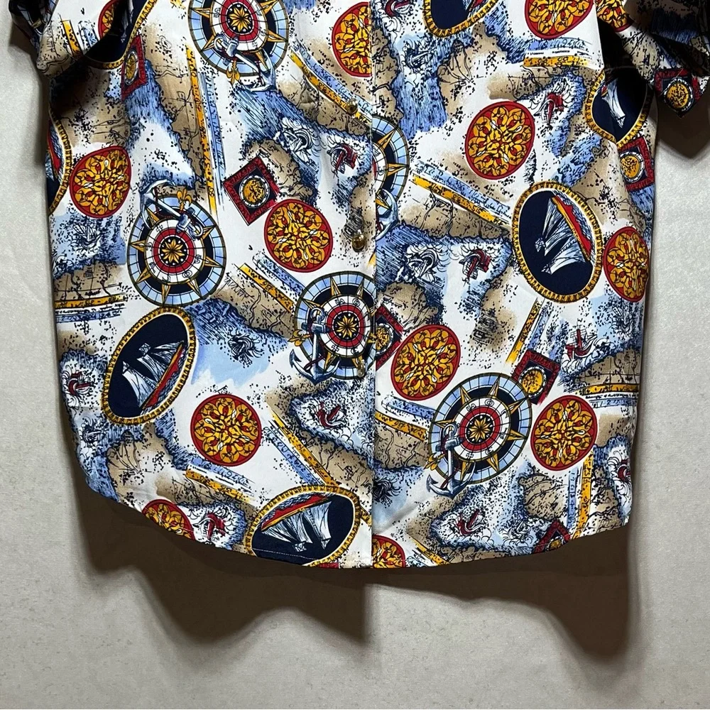 Laura & Jayne Collection Vintage Short Sleeve Multi Color Blouse, Size 14 - Picture 9 of 9